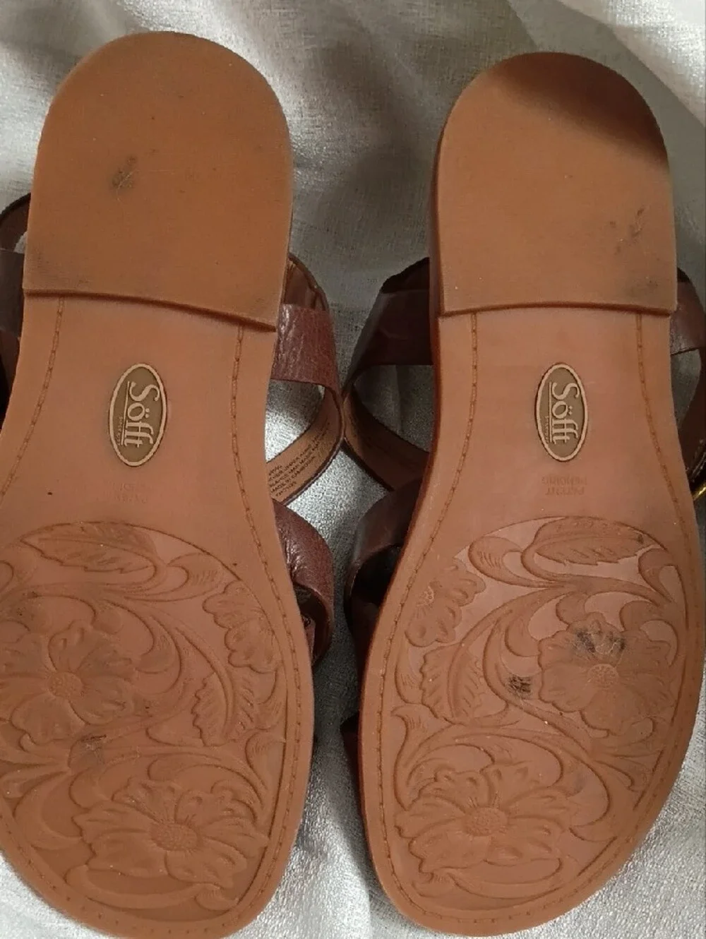 Sofft Brown Leather Crisscross Slingback Sandals